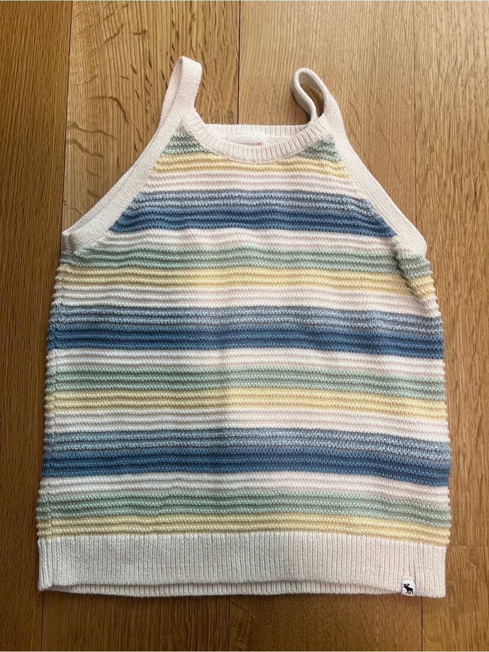 Abercrombie Kids Striped Sweater Knit Tank - White, Blue, Yellow, Mint Stripe